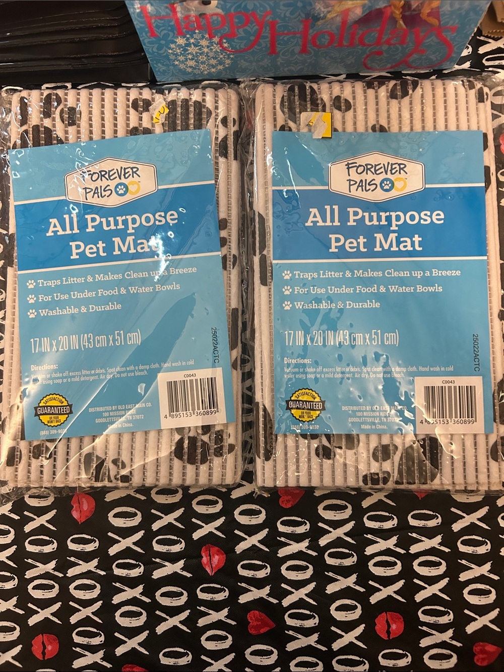 Forever 21 Pet Mat - White & Black Paw Print